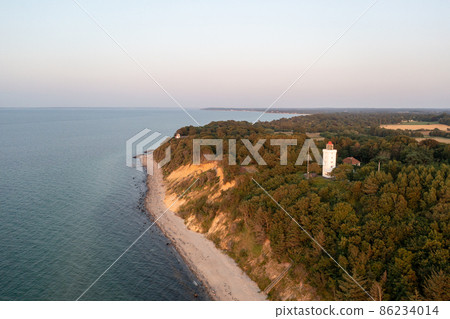 Aerial View of Nakkehoved Lighthouse in North Zealand 86234014