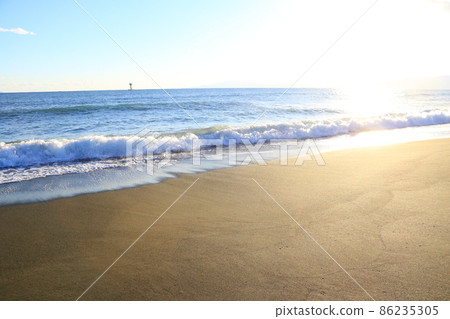 Blue sky sandy beach, sun and sea 1 86235305