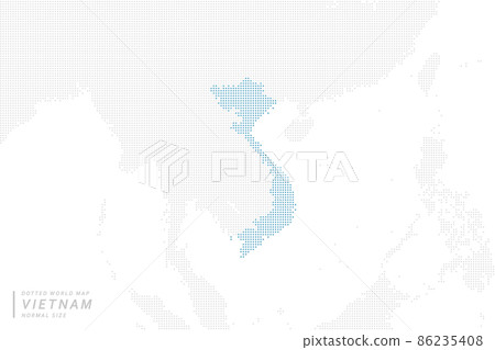 以越南為中心的藍點地圖。中等大小。 86235408