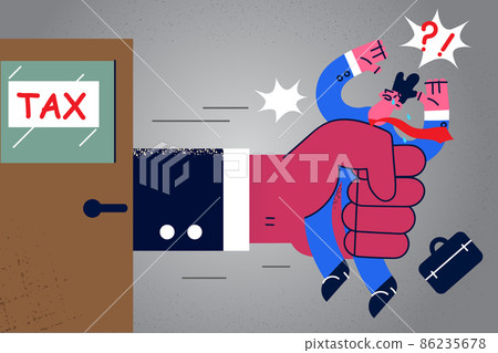 Huge hand take man to tax office Huge hand take man to tax office 86235678
