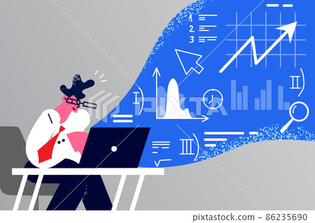 Successful businessman work on computer trade online  86235690