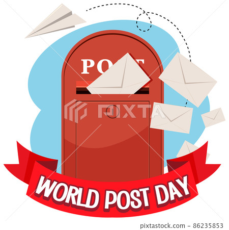 World Post Day banner with a postbox and envelope World Post Day banner with a postbox and envelope 86235853