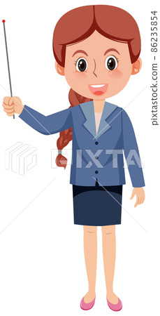 Young woman teacher teaching cartoon character Young woman teacher teaching cartoon character 86235854
