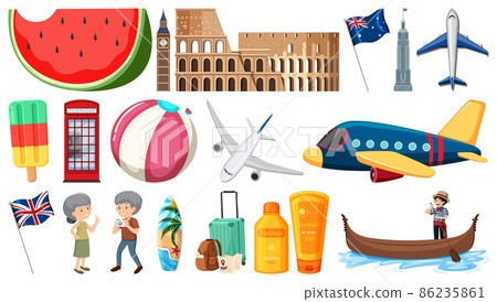 Set of summer vacation objects and elements Set of summer vacation objects and elements 86235861