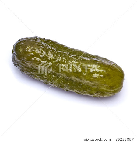 Tasty Whole green cornichon isolated on a white background 86235897