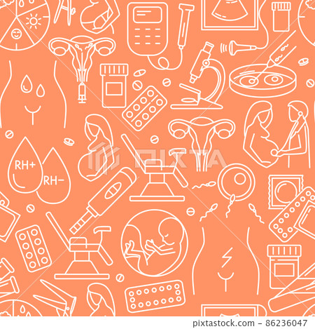 Gynecology seamless pattern in colored line style Gynecology seamless pattern in colored line style 86236047