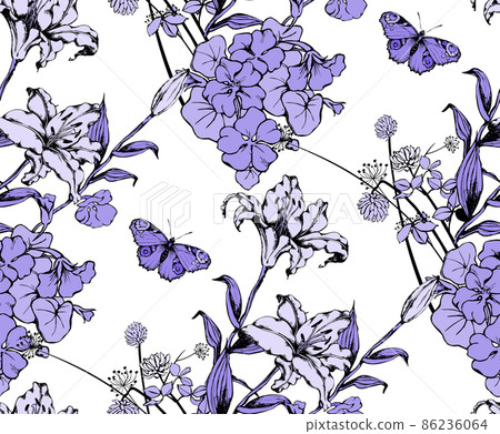 Seamless abstract pattern. Violet flowers. Seamless abstract pattern. Violet flowers. 86236064