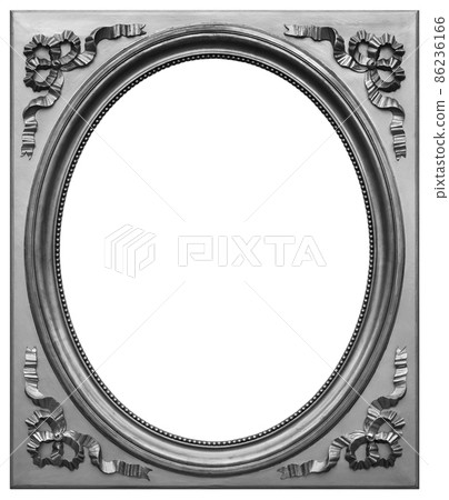 Old wooden square oval silver, frame isolated on the white background Old wooden square oval silver, frame isolated on the white background 86236166