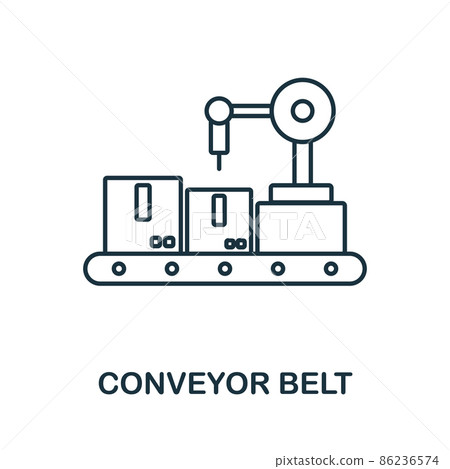Conveyor Belt icon. Line element from machinery collection. Linear Conveyor Belt icon sign for web design, infographics and more. 86236574