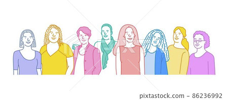 Group of multi-ethnic young women 86236992