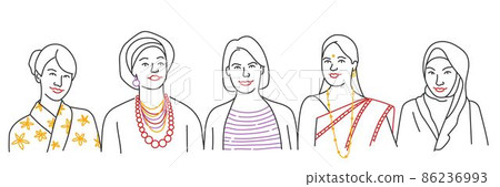 Portraits of women of different nationalities. 86236993