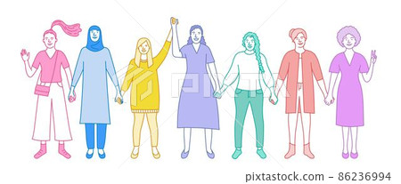Women hold hands. Women hold hands. 86236994