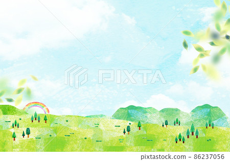 Sakura background material watercolor illustration collage 86237056