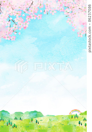 櫻花背景材料水彩插圖拼貼 櫻花背景材料水彩插圖拼貼 86237086