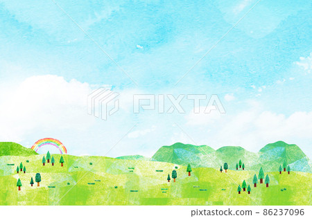 Sakura background material watercolor illustration collage 86237096