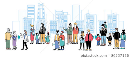 Simple illustrations of many people Simple illustrations of many people 86237126