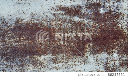 Texture of a painted metal wall covered with rust 86237331