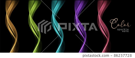 Abstract Gold Waves. Shiny golden moving lines design element with glitter effect on dark background for greeting card and disqount voucher. 86237728