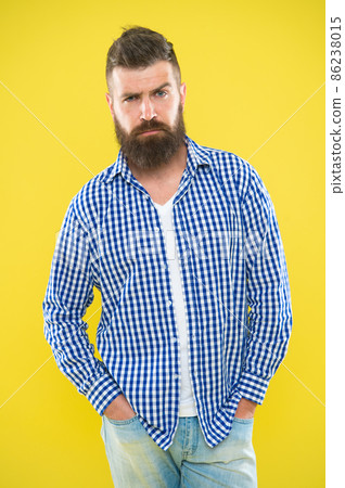 Having some doubts. Beard fashion and barber concept Having some doubts. Beard fashion and barber concept 86238015