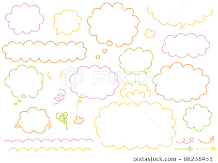 Handwritten fluffy speech bubble set (rough lines) Handwritten fluffy speech bubble set (rough lines) 86238433