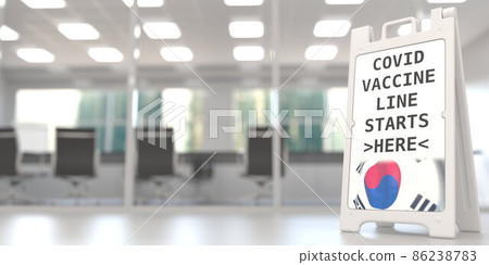 COVID-19 vaccination centre signboard with flag of South Korea. 3D rendering 86238783