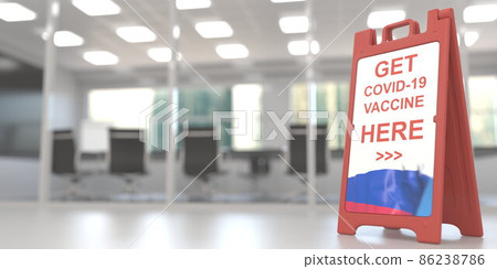 COVID-19 vaccination centre signboard with flag of Russia. 3D rendering COVID-19 vaccination centre signboard with flag of Russia. 3D rendering 86238786