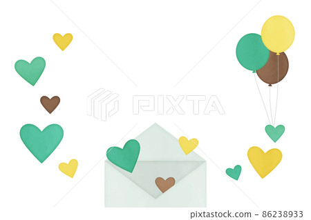 Watercolor style illustration of a heart overflowing from a letter Watercolor style illustration of a heart overflowing from a letter 86238933