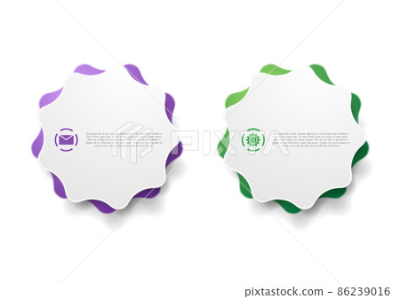 Abstract tech corporate web sticker labels green violet design 86239016