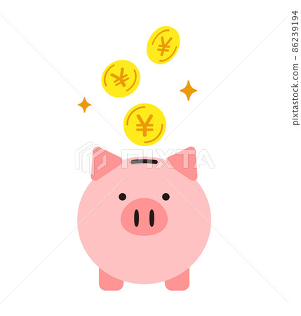 Piggy bank and yen coin front Piggy bank and yen coin front 86239194