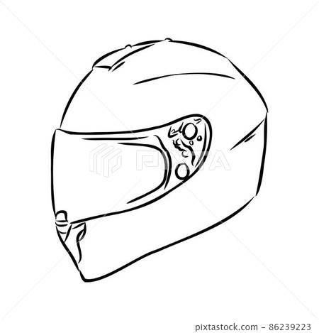 Motorcycle helmet hand drawn outline doodle icon. Motorbike protection and speed, safety equipment concept. Vector sketch illustration for print, web, mobile and infographics on white background. 86239223