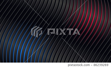 Abstract Wavy Background with Metal Stripes, Blue and Red Spots Abstract Wavy Background with Metal Stripes, Blue and Red Spots 86239269