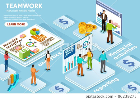 team of people working on innovative business project in virtual office. 86239273