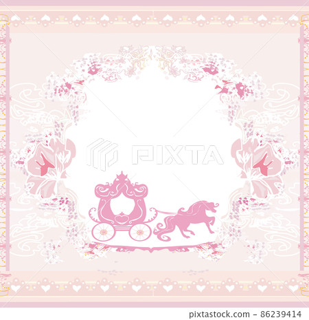 Vintage carriage - pink wedding invitation card Vintage carriage - pink wedding invitation card 86239414