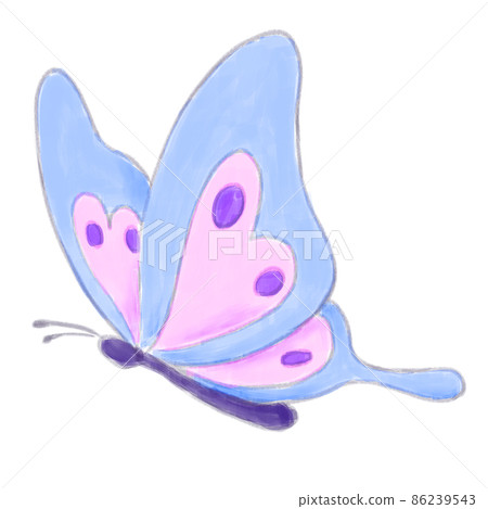 插圖素材，水彩畫的蝴蝶，藍紫色 86239543