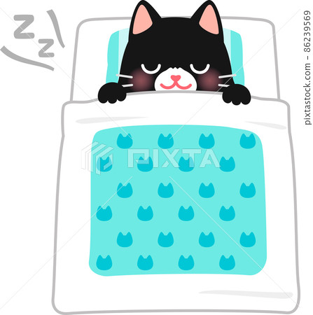 Cat character sleeping on a futon Cat character sleeping on a futon 86239569