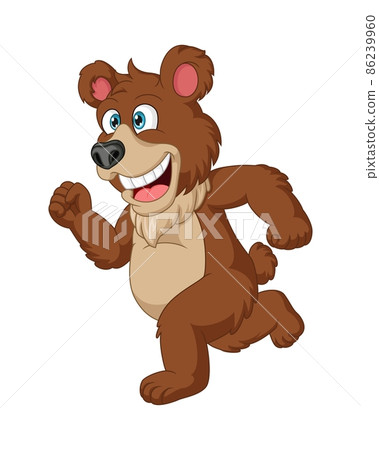 Cartoon funny brown bear running 86239960