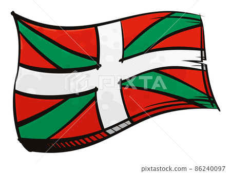 Painted Basque Country flag waving in wind 86240097