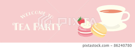 Strawberry macaroons and tea background illustration Strawberry macaroons and tea background illustration 86240780