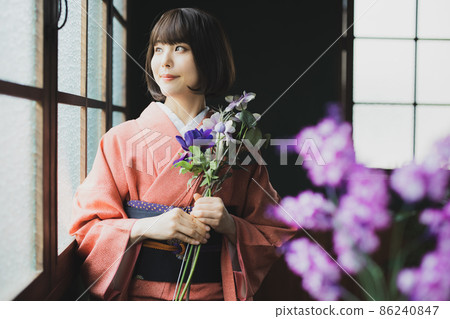 Red Edo Komon Kimono Red Edo Komon Kimono 86240847