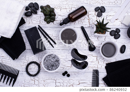 Set of black charcoal detox cosmetics Set of black charcoal detox cosmetics 86240932
