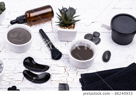 Set of black charcoal detox cosmetics 86240933