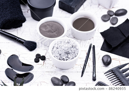 Set of black charcoal detox cosmetics Set of black charcoal detox cosmetics 86240935