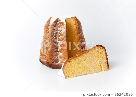 Pandoro Italian cake white background 86241056
