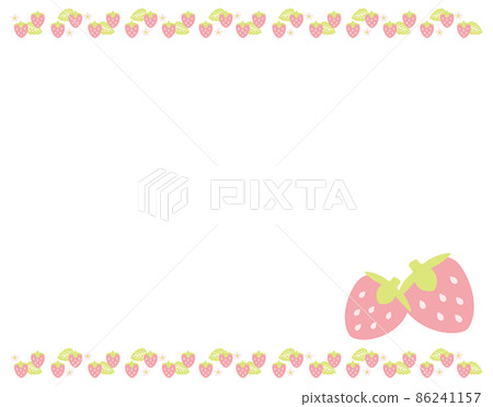Frame of strawberry flowers, leaves and fruits Frame of strawberry flowers, leaves and fruits 86241157