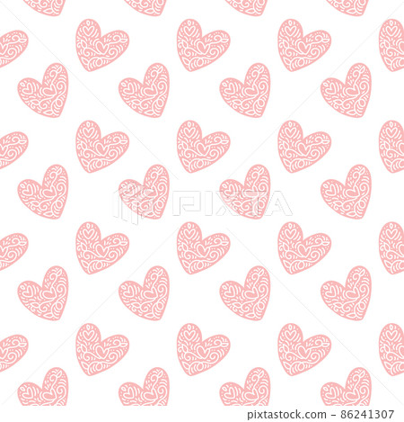 Pink vintage hand drawn seamless pattern of... - Stock Illustration ...