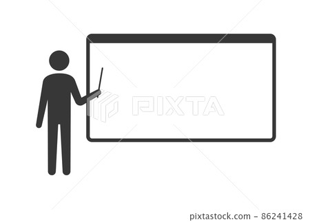 Material of a person standing in front of an empty whiteboard to explain-genderless pictogram eye 86241428
