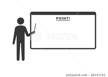 Material of a person standing in front of a whiteboard to explain-Genderless pictogram icon POINT! 86241583