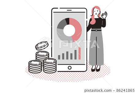 A woman who manages assets on her smartphone 86241865