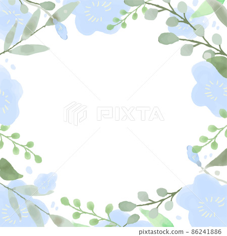 Watercolor / hand-painted blue flower frame material 86241886