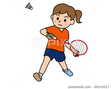 A girl playing badminton 86243017